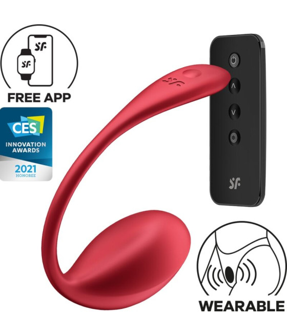 SATISFYER - SHINY PETAL ESTIMULADOR DE CONTROLE REMOTO G POINT VERMELHO APLICATIVO GRATUITO