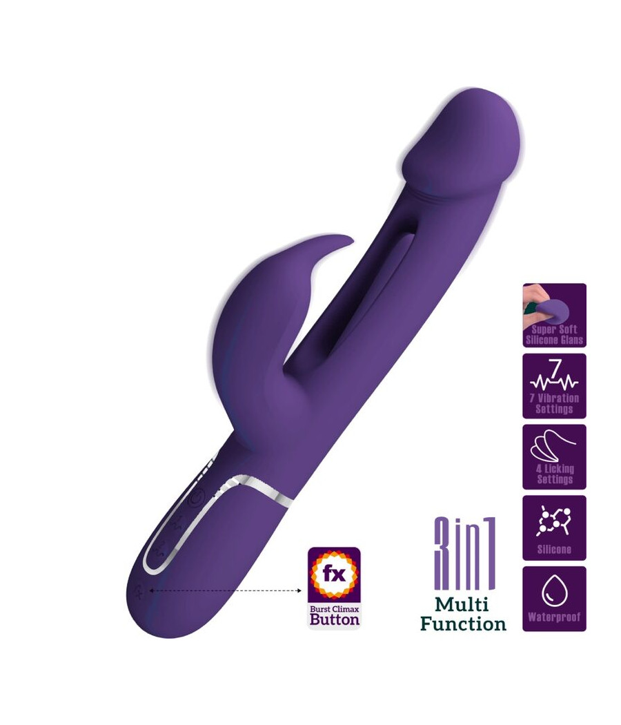 PRETTY LOVE - KAMPAS RABBIT 3 IN 1 MULTIFUNCTION VIBRATOR WITH TONGUE VIOLET