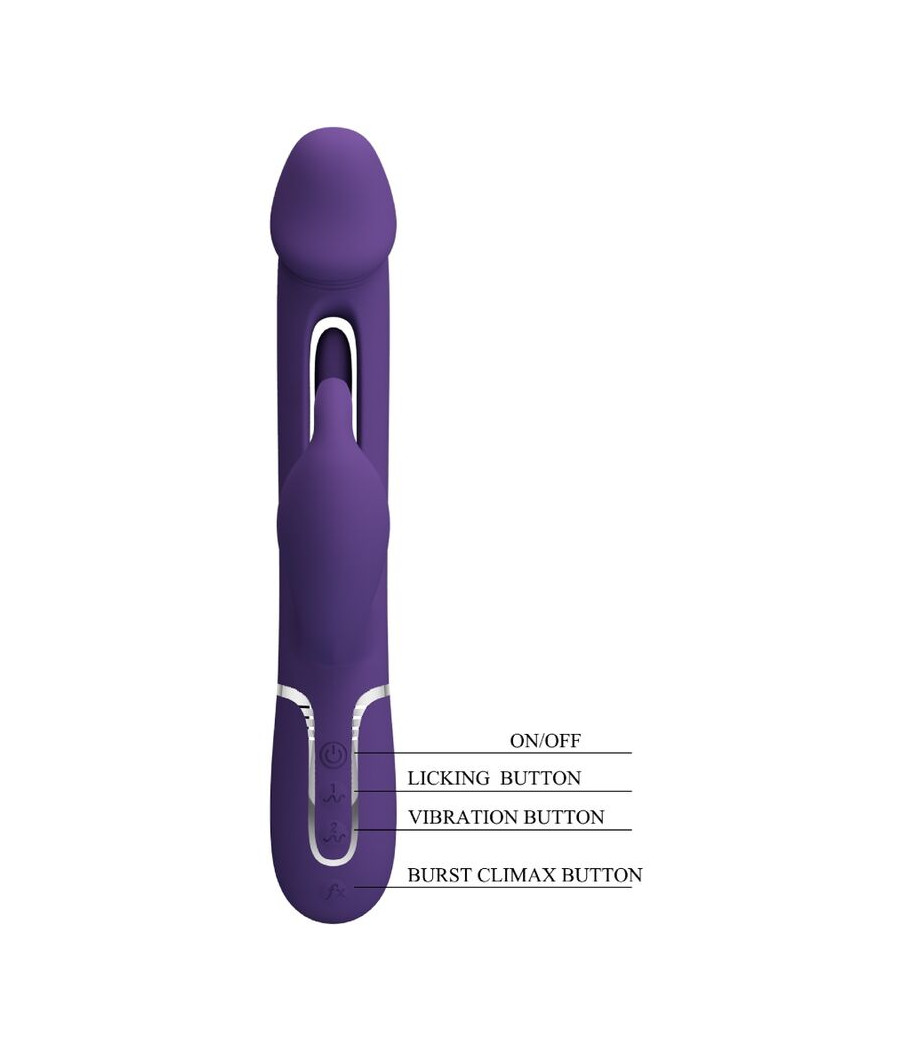 PRETTY LOVE - VIBRATEUR MULTIFONCTION 3 EN 1 KAMPAS RABBIT AVEC LANGUE VIOLET
