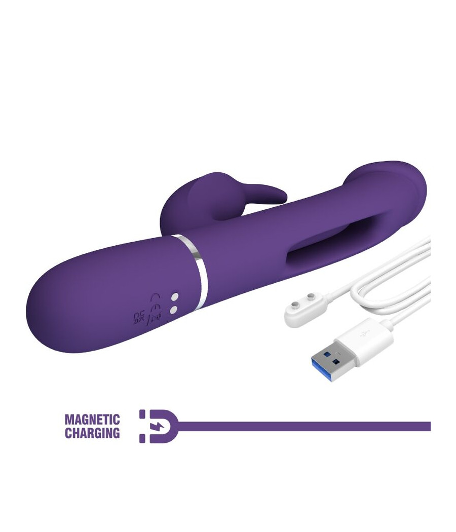 PRETTY LOVE - KAMPAS RABBIT 3 IN 1 MULTIFUNCTION VIBRATOR WITH TONGUE VIOLET