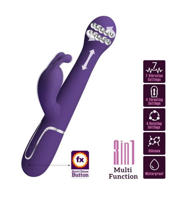 PRETTY LOVE - DEJON RABBIT VIBRATOR 3 IN 1 MULTIFUNKTIONS-LILA
