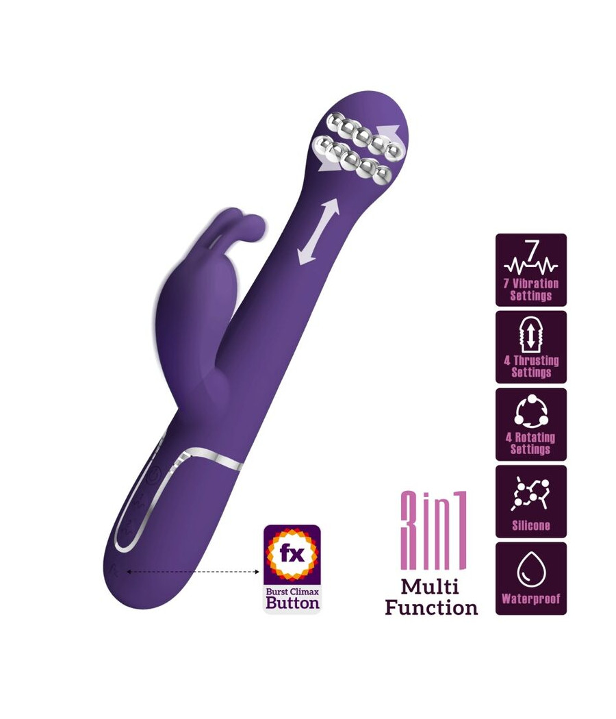 PRETTY LOVE - DEJON RABBIT VIBRATOR 3 IN 1 MULTIFUNKTIONS-LILA