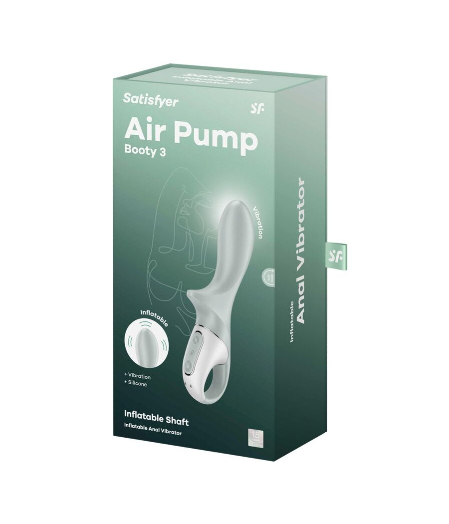 SATISFYER - AIR PUMP BOOTY 3 VIBRATORE ANALE GONFIABILE GRIGIO VERDE