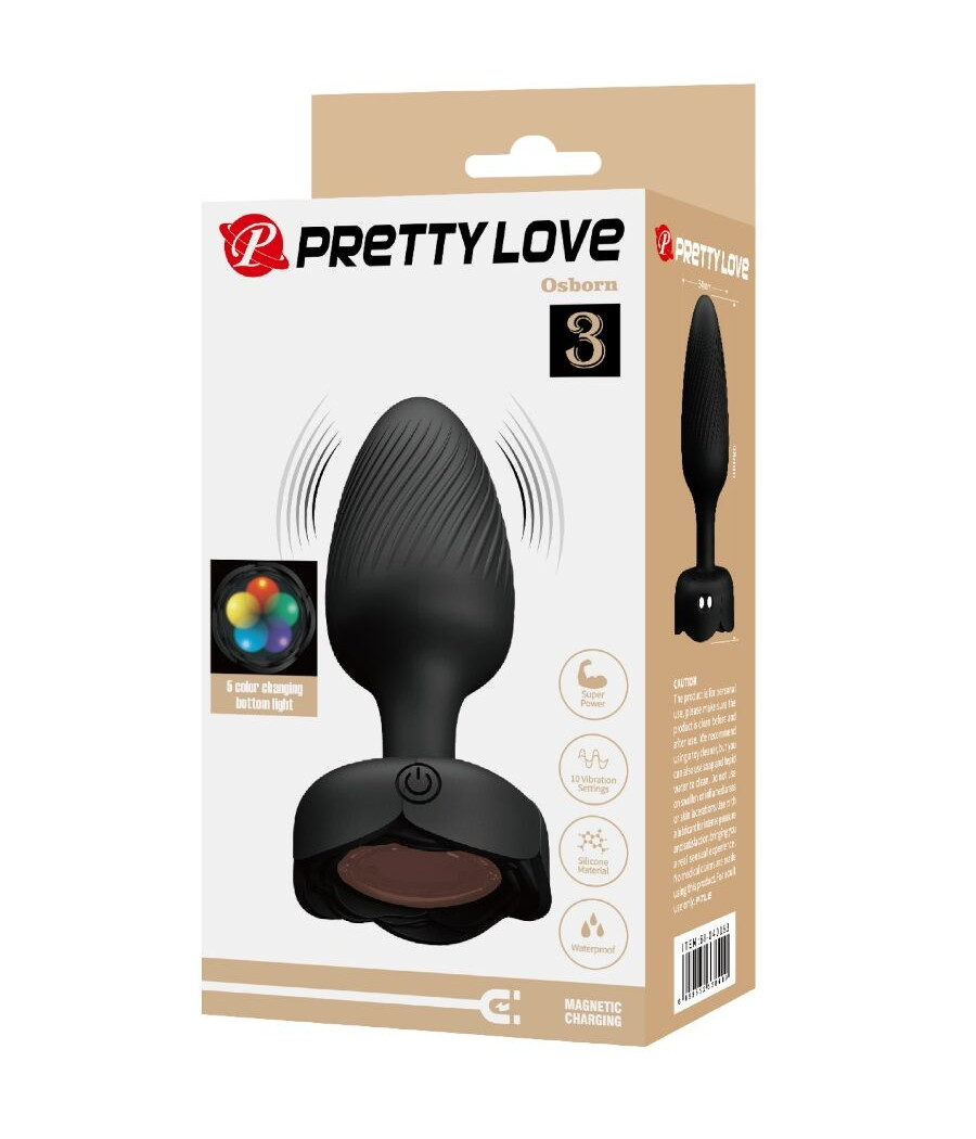 PRETTY LOVE - OSBORN PLUG ANAL COM LUZ LED PRETO 9,8 CM