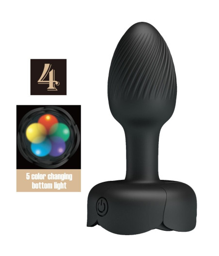 PRETTY LOVE - OLMAN ANAL PLUG MIT LED LICHT SCHWARZ 8,8 CM