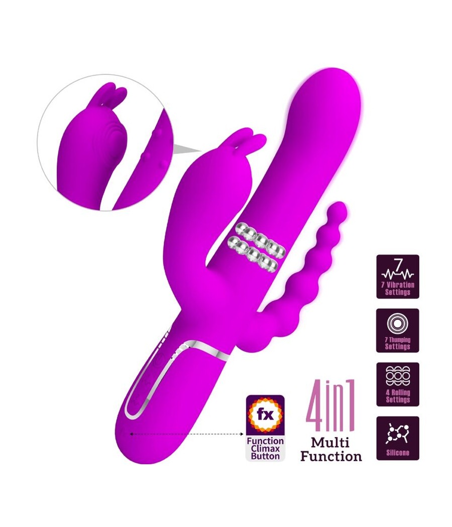 PRETTY LOVE - CAMMY VIBRATORE TRIPLO MULTIFUNZIONE 4 IN 1 ROSA