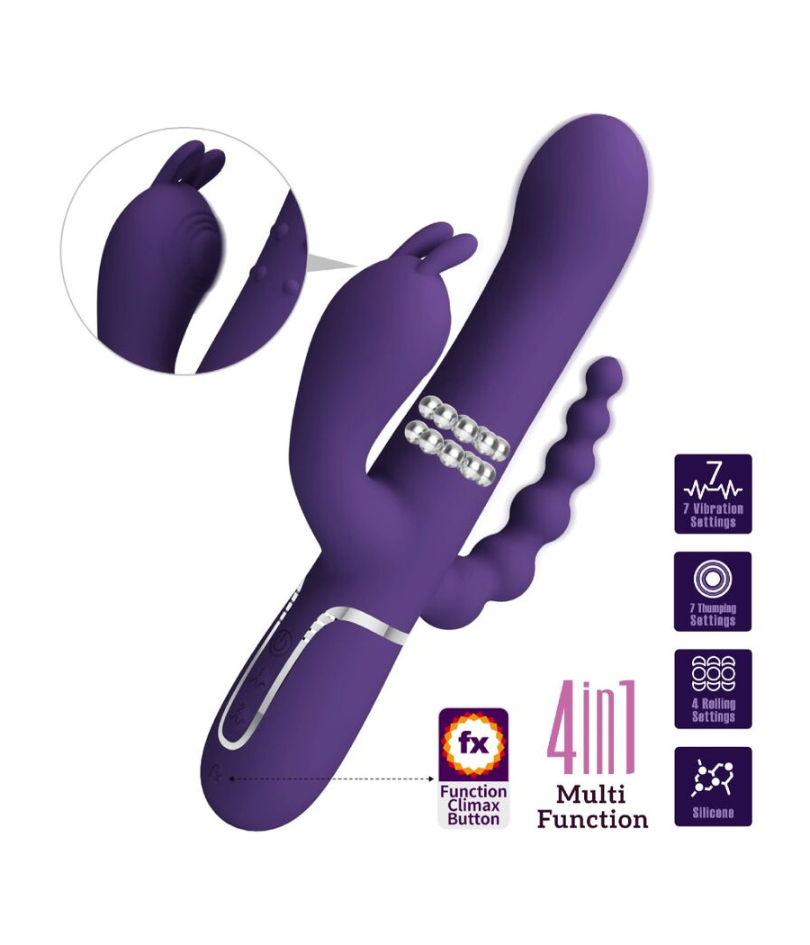 PRETTY LOVE - CAMMY TRIPLE VIBRATEUR MULTIFONCTION 4 EN 1 VIOLET