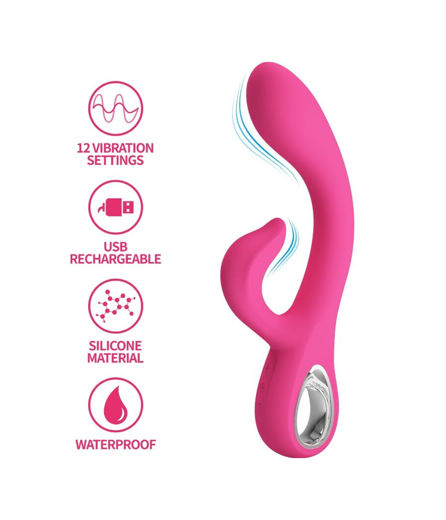 PRETTY LOVE - VIBRATEUR FRITZ RABBIT 12 VIBRATIONS ROSE