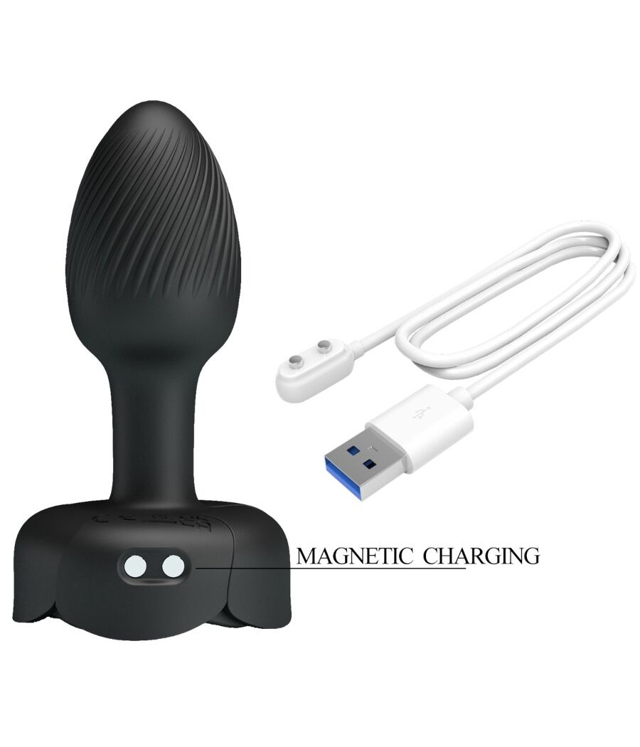 PRETTY LOVE - PLUG ANAL OLMAN AVEC LUMIÈRE LED NOIR 8,8 CM