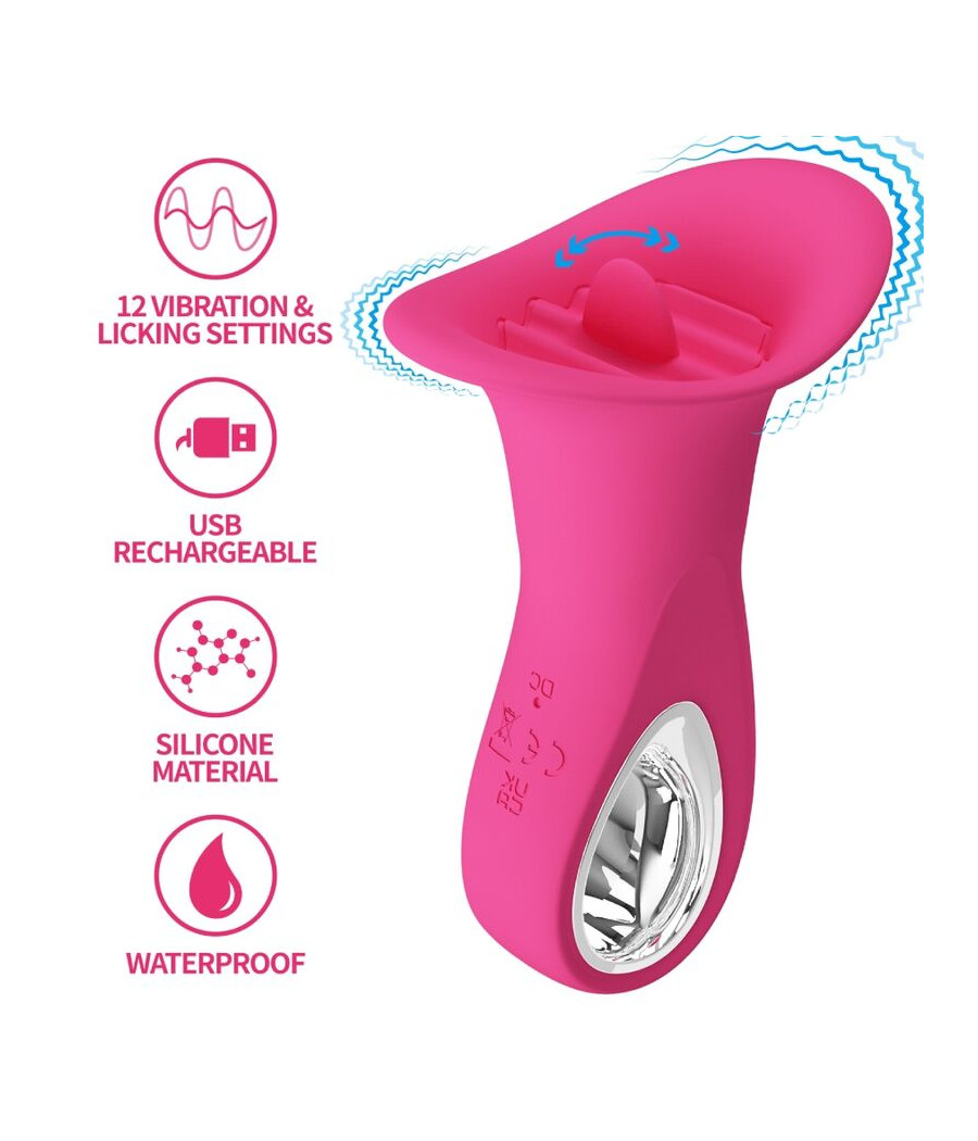 PRETTY LOVE - CLYDE ORAL VIBRATOR VIBRATING TONGUE 12 VIBRATIONS PINK