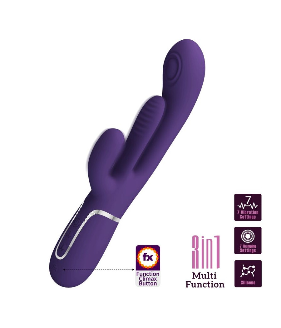 PRETTY LOVE - SHANIA TRIPLE RABBIT VIBRATOR MULTIFUNCTION PURPLE