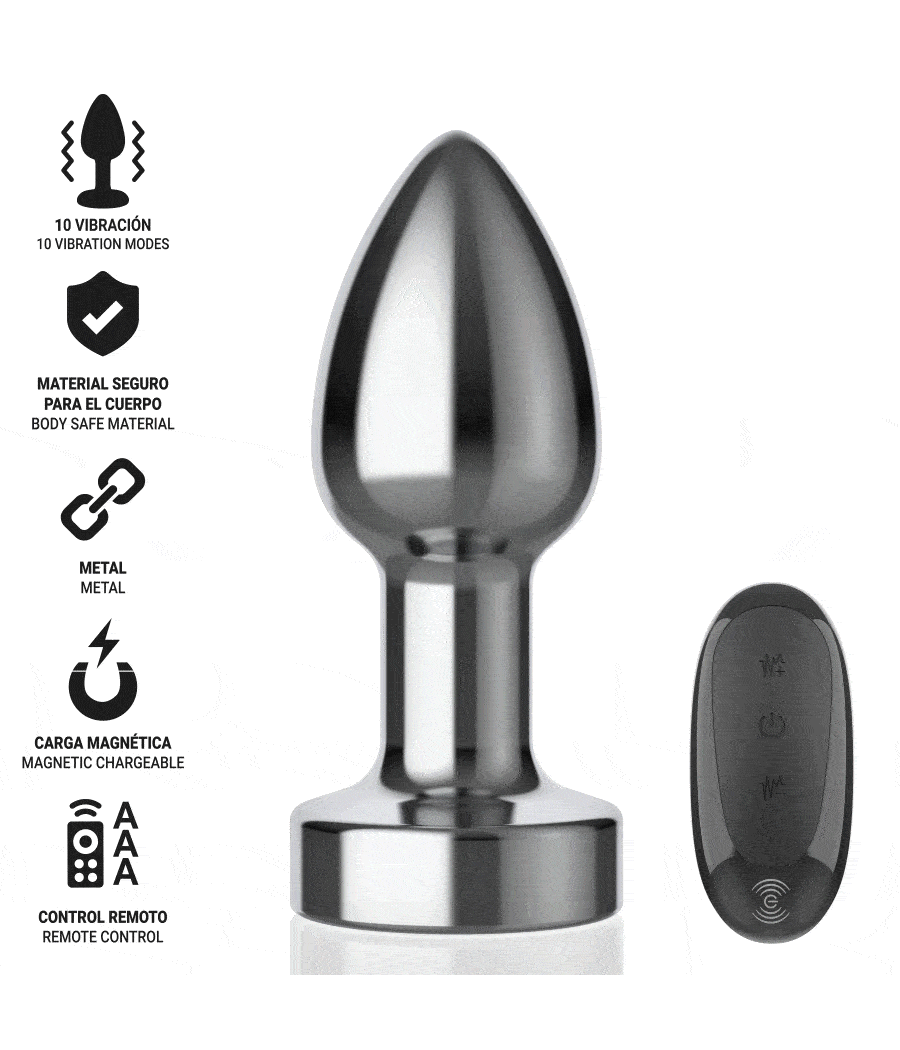 INTENSE - PLUG ANAL 10 VIBRACIONES METAL CON CONTROL REMOTO S