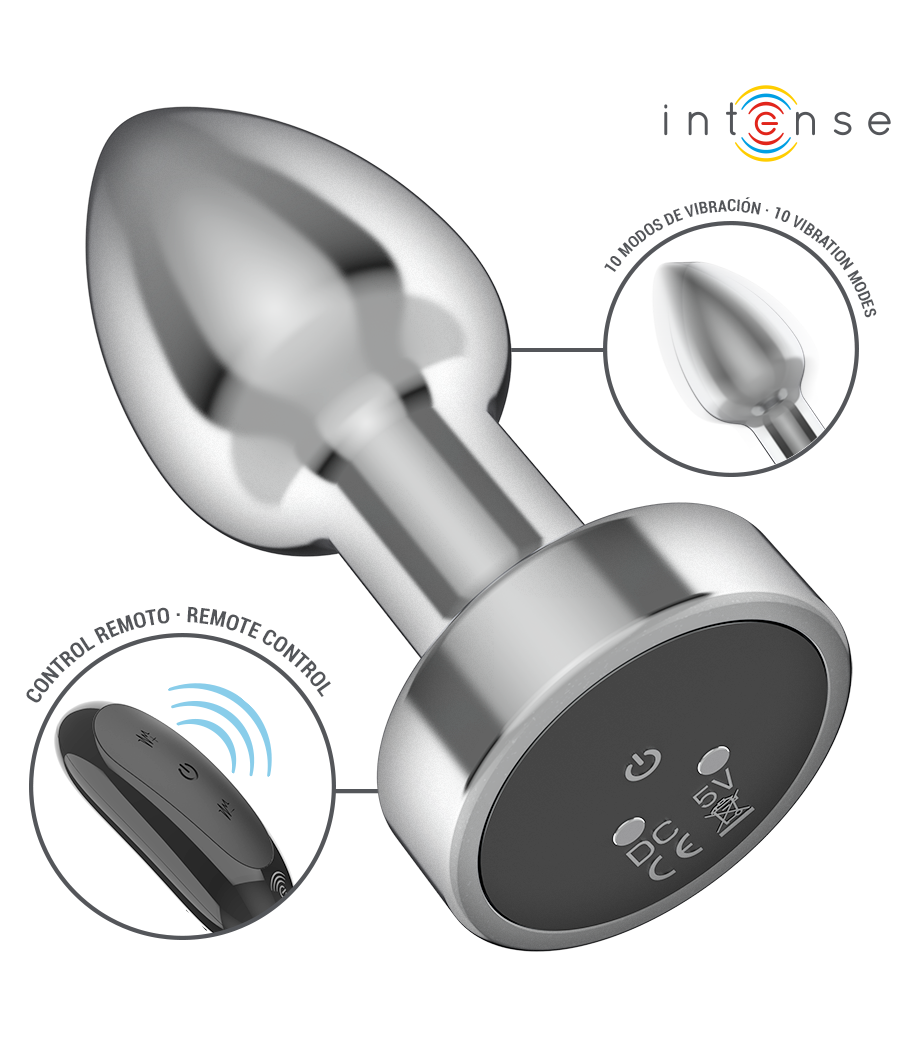 INTENSE - PLUG ANAL 10 VIBRACIONES METAL CON CONTROL REMOTO S
