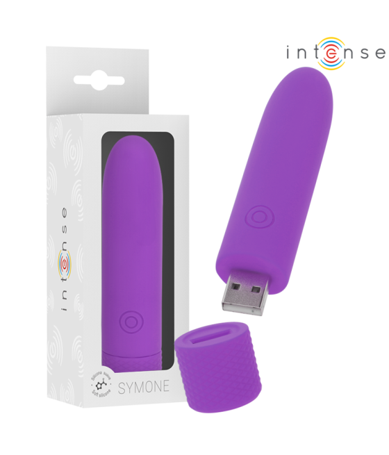 INTENSE - SYMONE USB RECHARGEABLE VIBRATING BULLET 8 VIBRATIONS PURPLE 10 X 2.2 CM