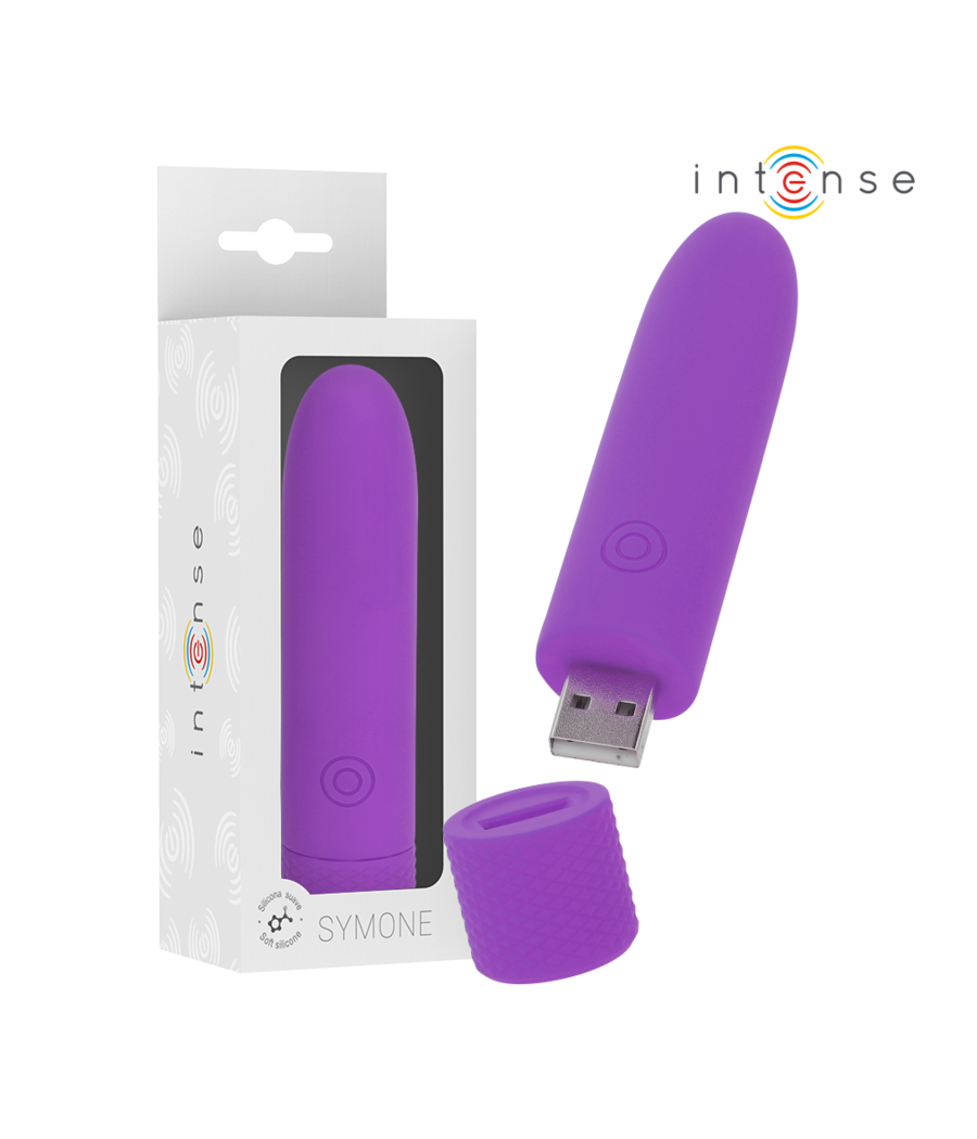 INTENSE - SYMONE BULLET VIBRANT RECHARGEABLE USB 8 VIBRATIONS VIOLET 10 X 2,2 CM
