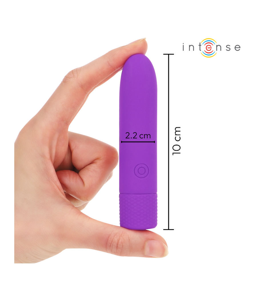 INTENSE - SYMONE USB WIEDERAUFLADBARER VIBRIERENDER BULLET 8 VIBRATIONEN LILA 10 X 2,2 CM