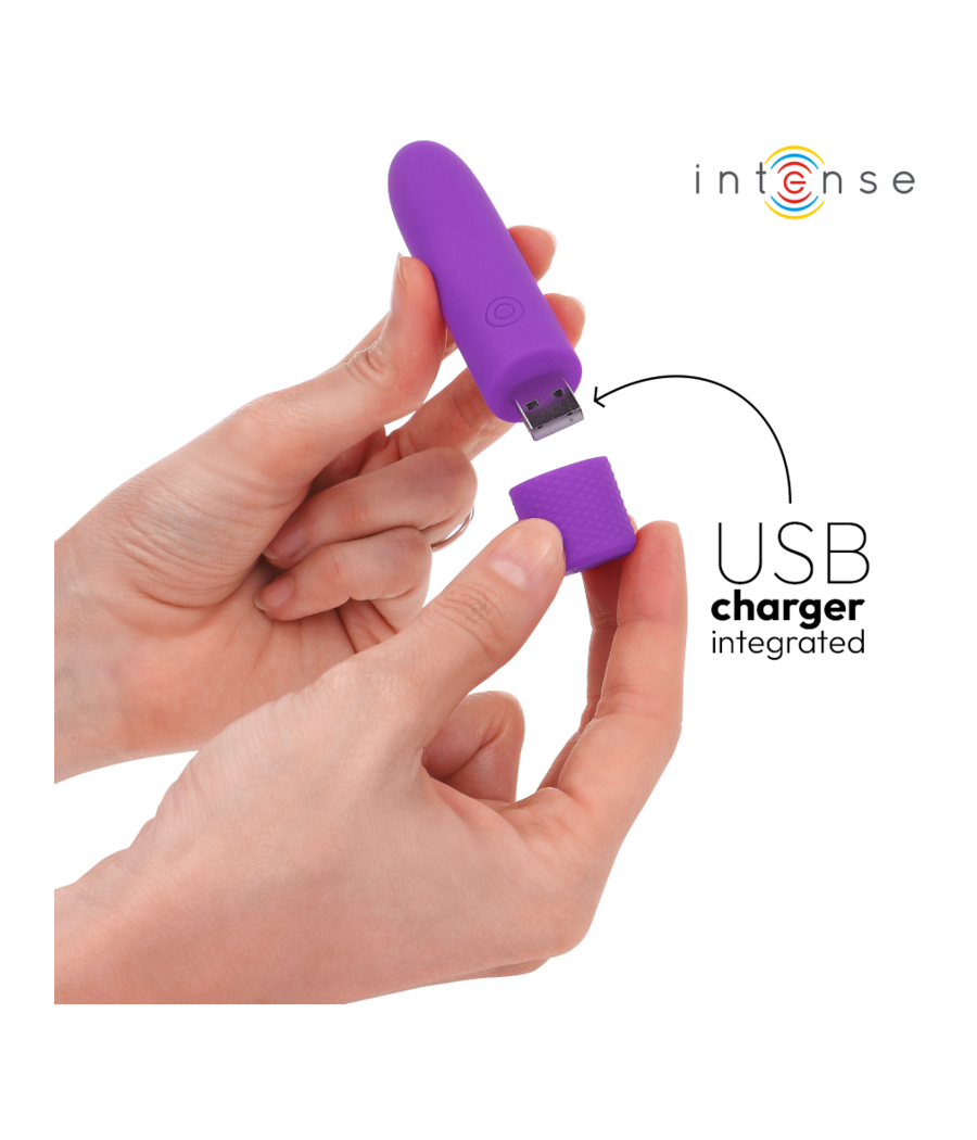 INTENSE - SYMONE USB RECHARGEABLE VIBRATING BULLET 8 VIBRATIONS PURPLE 10 X 2.2 CM