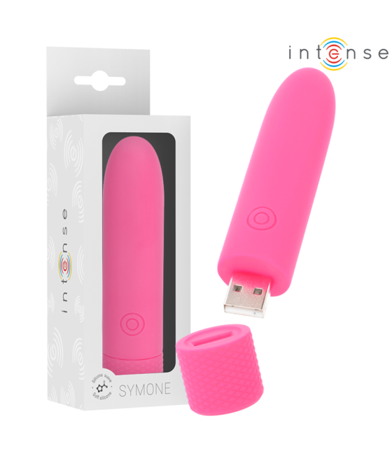 INTENSE - SYMONE BALA VIBRADORA RECARGABLE POR USB 8 VIBRACIONES ROSA 10 X 2.2 CM