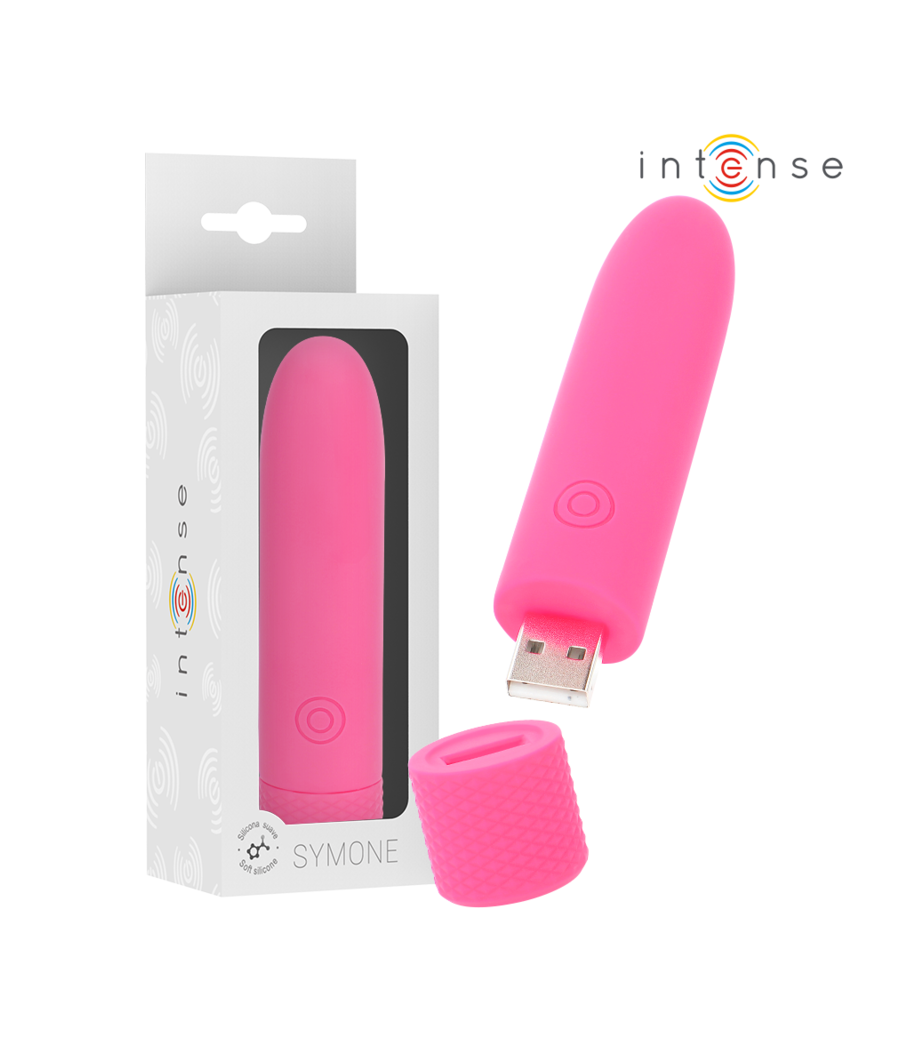 INTENSE - SYMONE USB WIEDERAUFLADBARER VIBRIERENDER BULLET 8 VIBRATIONEN ROSA 10 X 2,2 CM