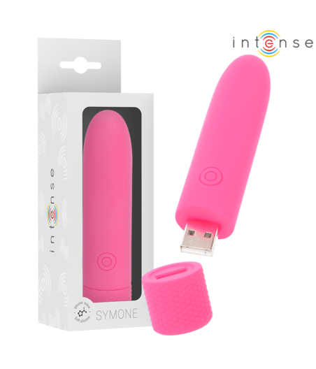 INTENSE - SYMONE USB WIEDERAUFLADBARER VIBRIERENDER BULLET 8 VIBRATIONEN ROSA 10 X 2,2 CM