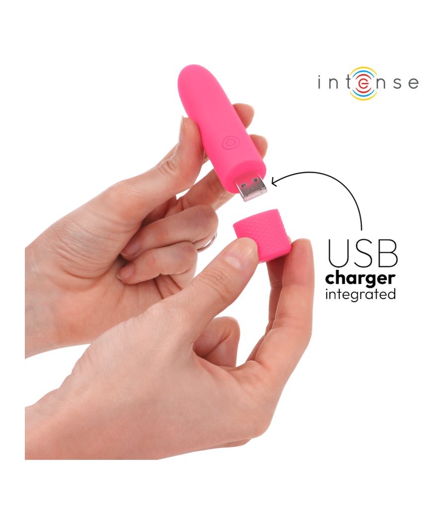INTENSE - SYMONE BULLET VIBRANT RECHARGEABLE USB 8 VIBRATIONS ROSE 10 X 2,2 CM