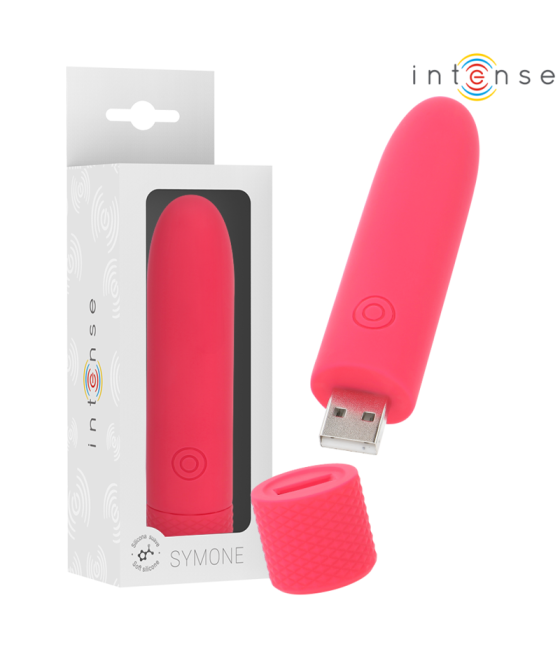 INTENSE - SYMONE BALA VIBRADORA RECARGABLE POR USB 8 VIBRACIONES ROJO 10 X 2.2 CM