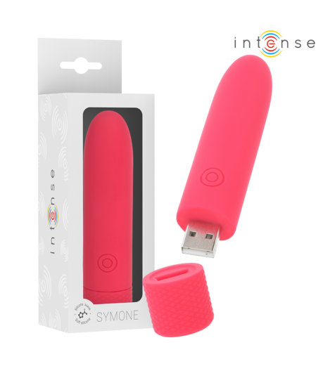 INTENSE - SYMONE BALA VIBRADORA RECARGABLE POR USB 8 VIBRACIONES ROJO 10 X 2.2 CM