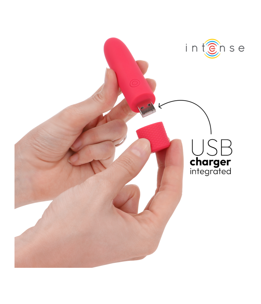 INTENSE - SYMONE BULLET VIBRANT RECHARGEABLE USB 8 VIBRATIONS ROUGE 10 X 2,2 CM