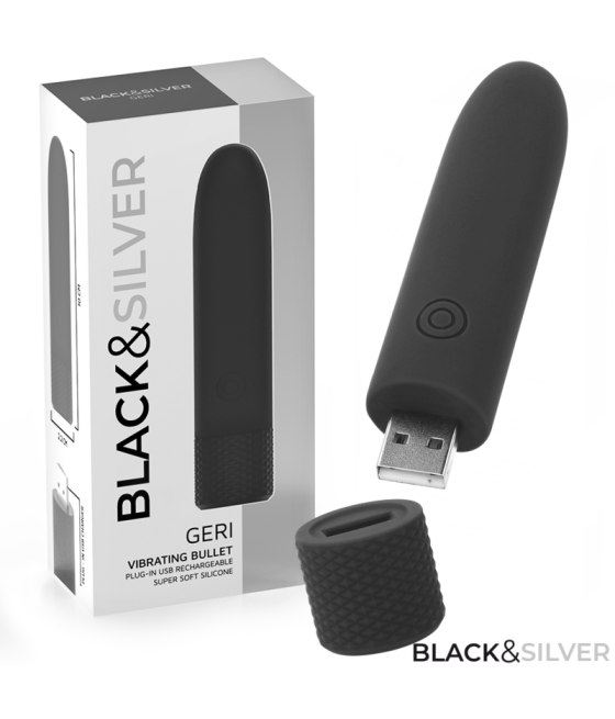 BLACK & SILVER - GERI USB RICARICABILE VIBRANTE BULLET 8 VIBRAZIONI NERO 10 X 2,2 CM