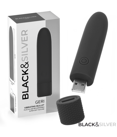 BLACK & SILVER - GERI USB RICARICABILE VIBRANTE BULLET 8 VIBRAZIONI NERO 10 X 2,2 CM