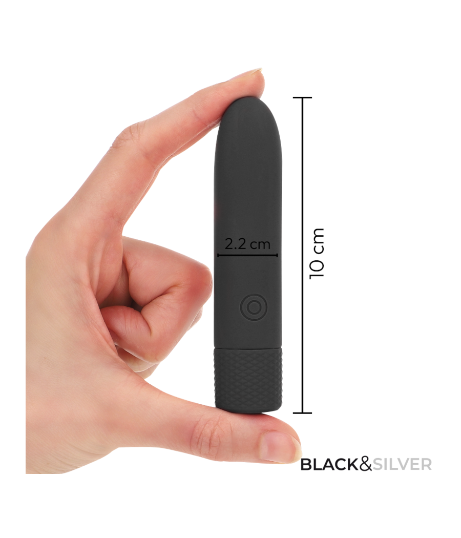 BLACK & SILVER - GERI BALA VIBRADORA RECARGABLE POR USB 8 VIBRACIONES NEGRO 10 X 2.2 CM