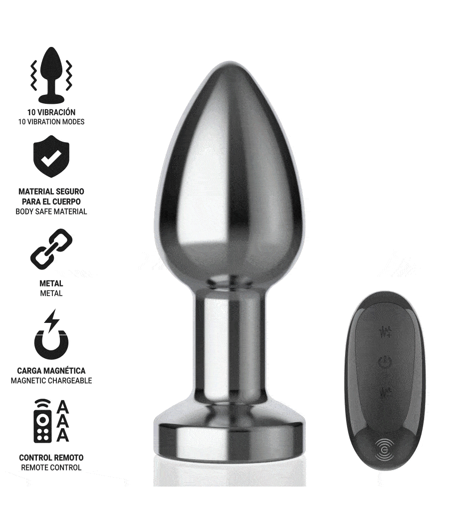 INTENSE - PLUG ANAL 10 VIBRATIONS MÉTAL AVEC TÉLÉCOMMANDE M