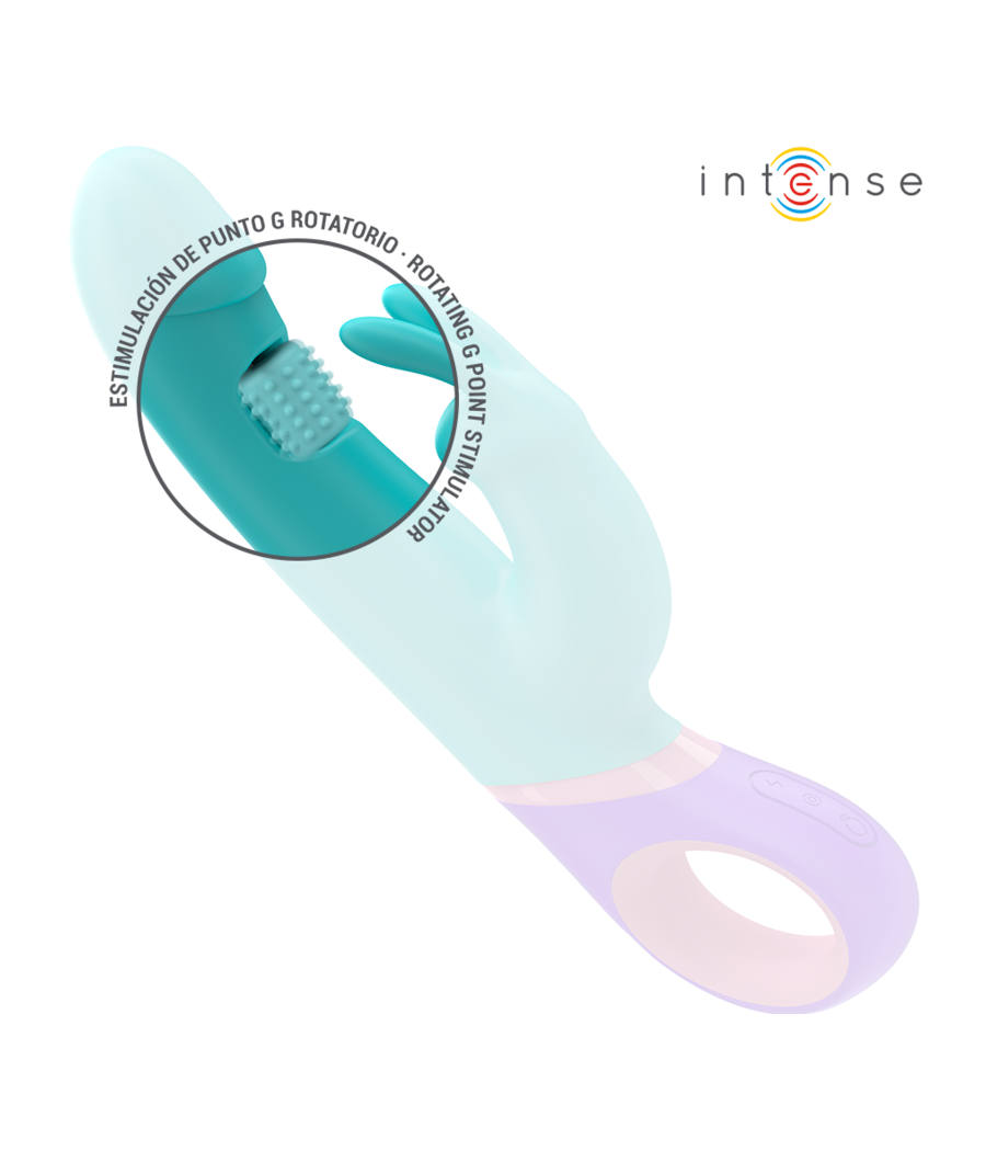 INTENSE - MONICA VIBRATEUR RABBIT AVEC STIMULATEUR DE POINT G ROTATIF BLEU