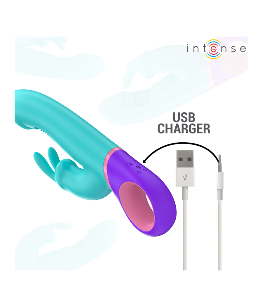 INTENSE - MONICA VIBRATEUR RABBIT AVEC STIMULATEUR DE POINT G ROTATIF BLEU