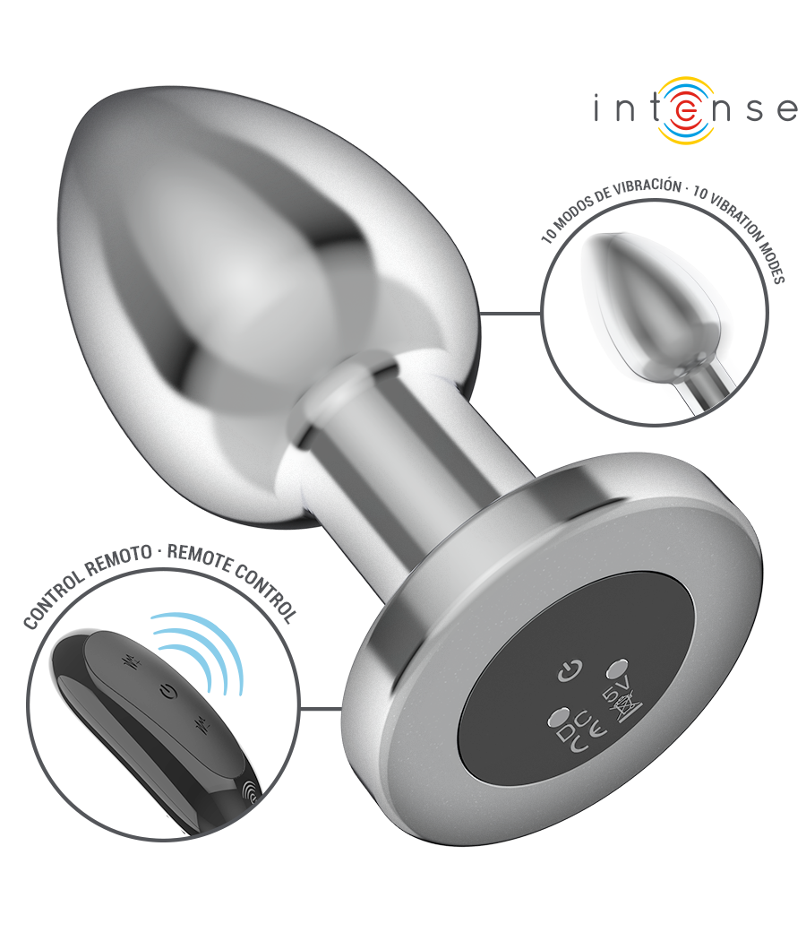 INTENSE - PLUG ANAL 10 VIBRATIONS MÉTAL AVEC TÉLÉCOMMANDE L