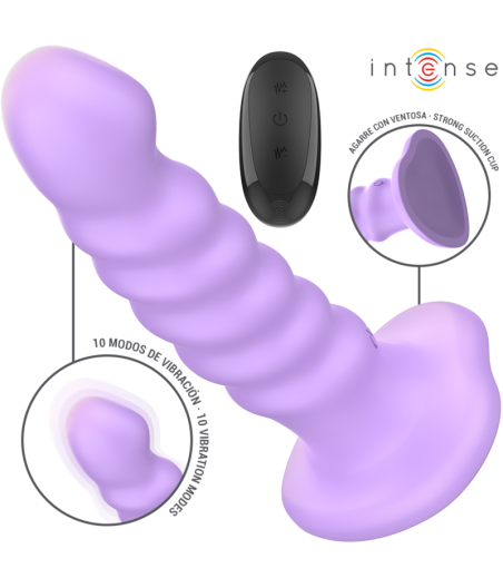 INTENSE - VIBRADOR BRENDA TAMANHO M DESIGN ESPIRAL 10 VIBRAÇÕES ROXO CONTROLE REMOTO