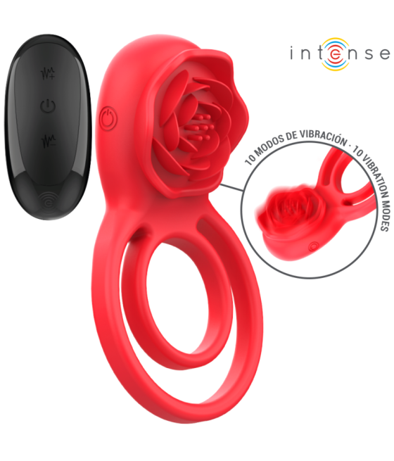 INTENSE - ESTIMULADOR GAIL ROSE 10 VIBRAÇÕES VERMELHO CONTROLE REMOTO