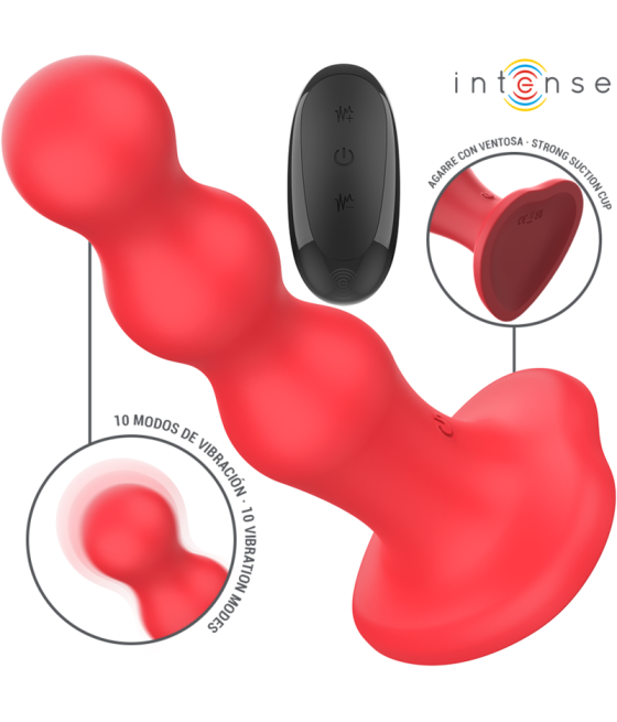 INTENSE - CODY VIBRATOR WITH SUCTION CUP RED REMOTE CONTROL