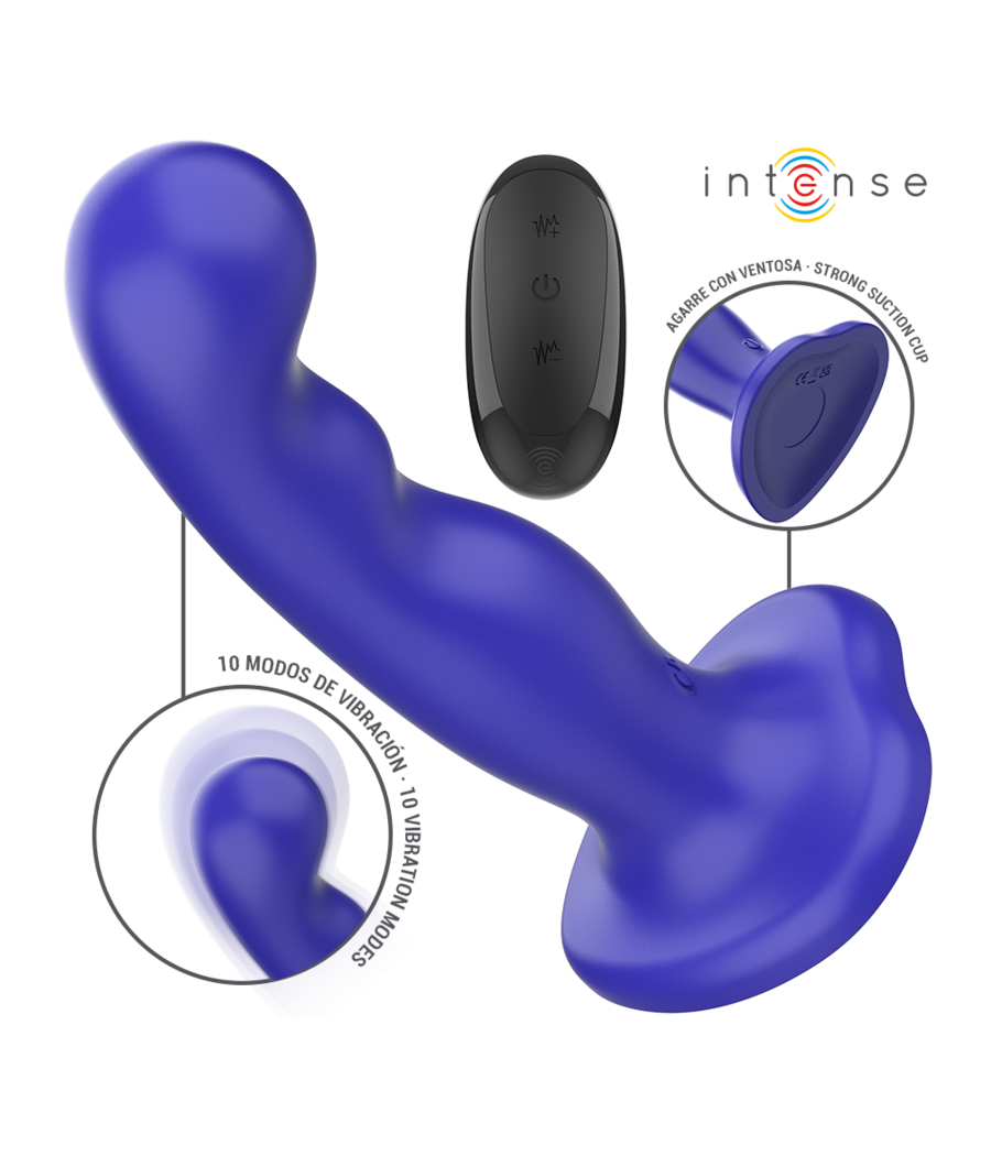 INTENSE - SHORTY VIBRATEUR AVEC VENTOUSE TÉLÉCOMMANDE BLEUE