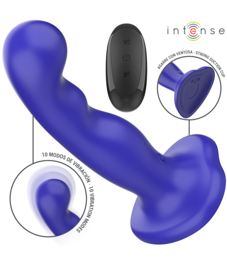 INTENSE - SHORTY VIBRATEUR AVEC VENTOUSE TÉLÉCOMMANDE BLEUE