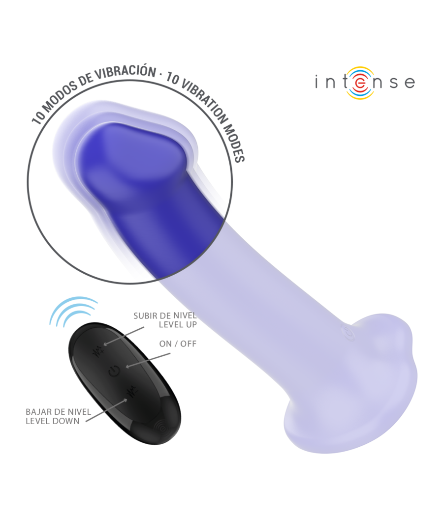 INTENSE - VICTORIA VIBRADOR CON VENTOSA 10 VIBRACIONES AZUL OSCURO CONTROL REMOTO