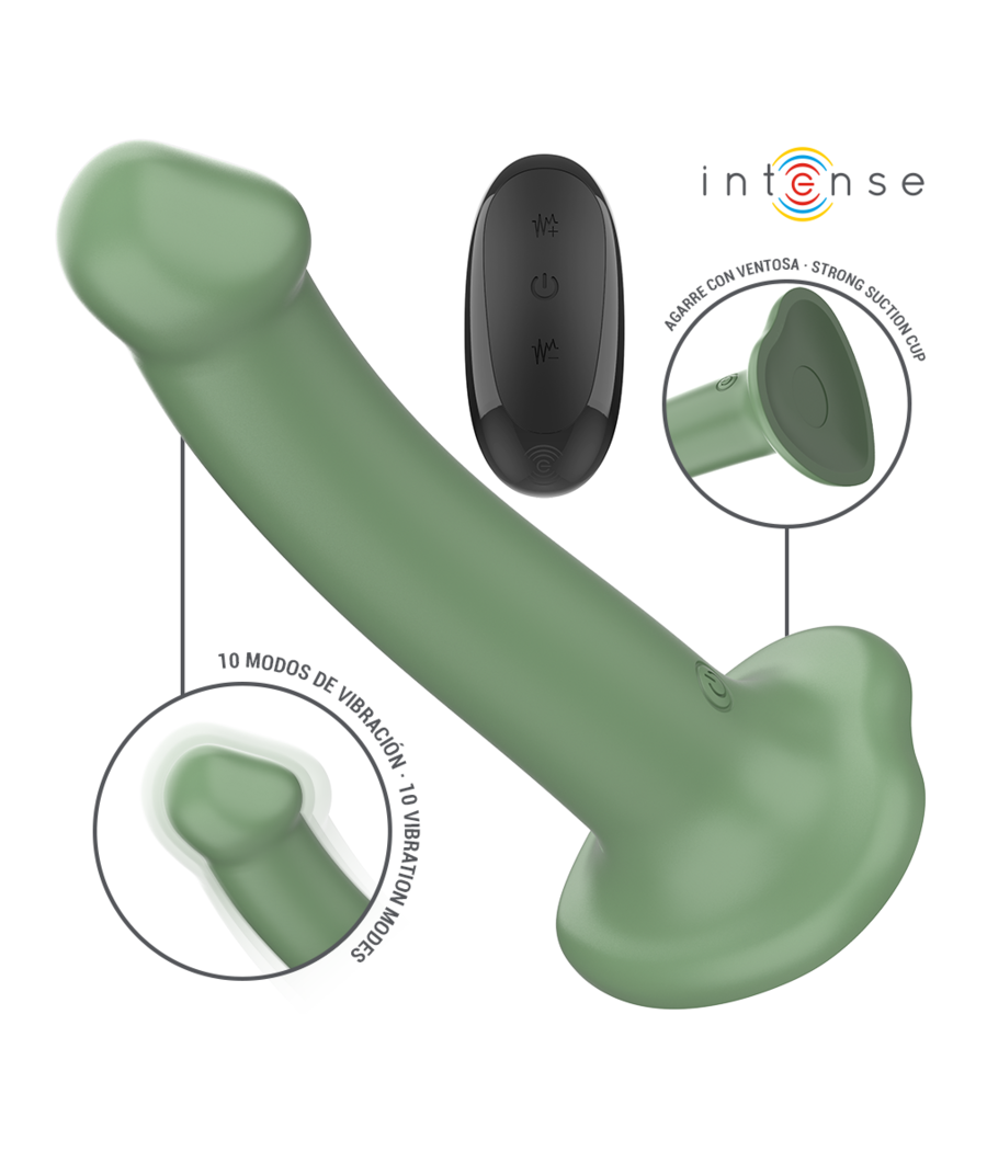 INTENSE - BECCA VIBRATEUR AVEC VENTOUSE 10 VIBRATIONS TÉLÉCOMMANDE VERTE