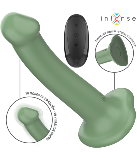INTENSE - BECCA VIBRATOR WITH SUCTION CUP 10 VIBRATIONS GREEN REMOTE CONTROL
