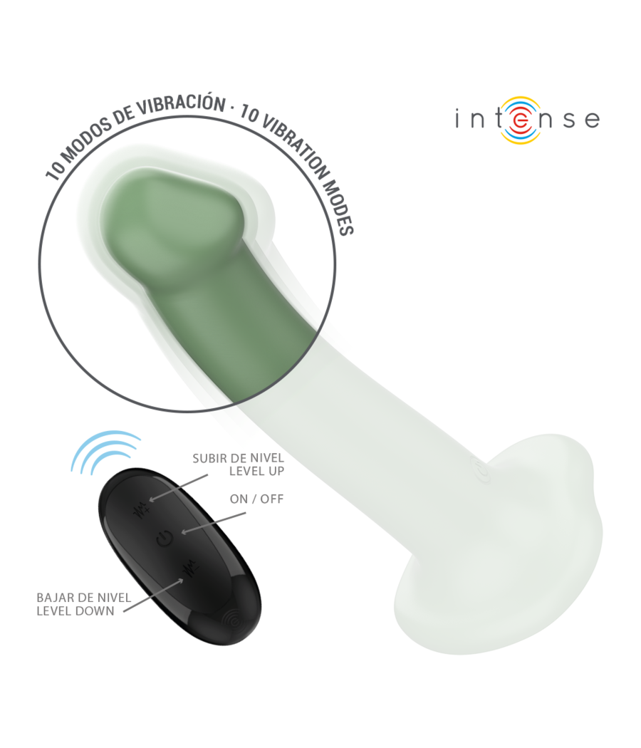 INTENSE - BECCA VIBRATEUR AVEC VENTOUSE 10 VIBRATIONS TÉLÉCOMMANDE VERTE
