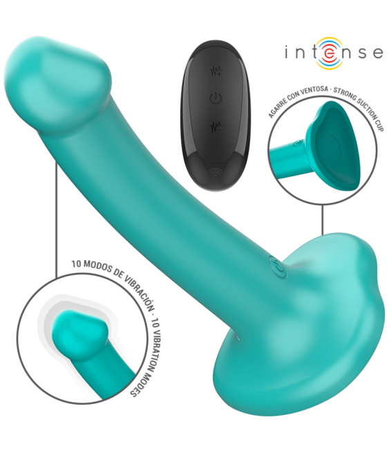 INTENSE - VIBRADOR KATIE COM VENTOSA 10 VIBRAÇÕES CONTROLE REMOTO AZUL