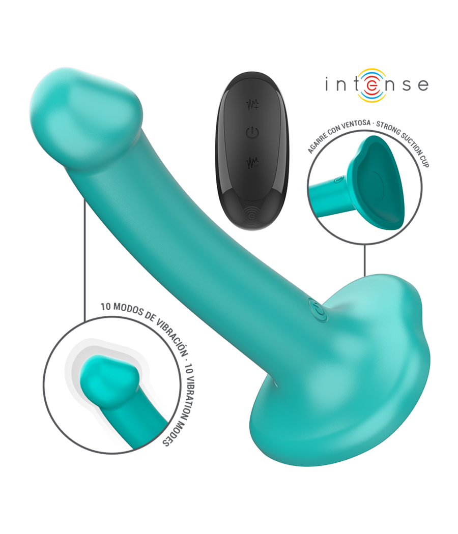 INTENSE - KATIE VIBRATEUR AVEC VENTOUSE 10 VIBRATIONS TÉLÉCOMMANDE BLEUE