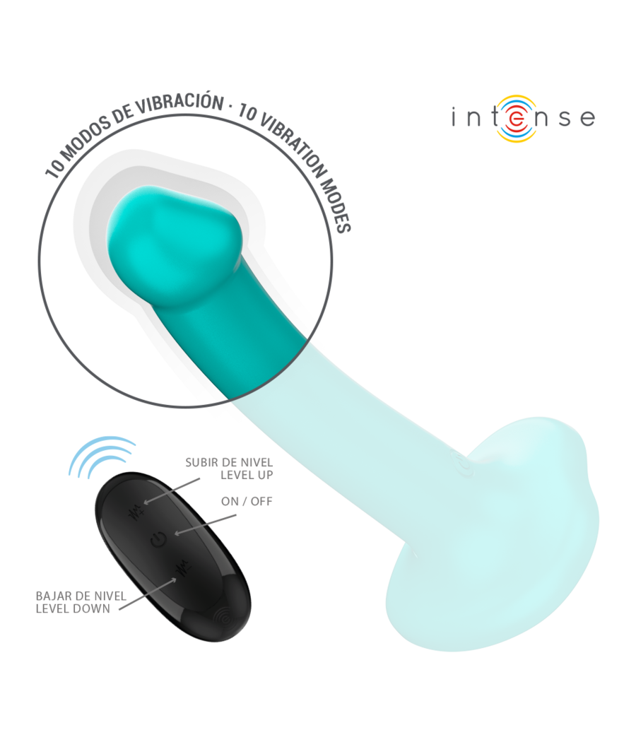 INTENSE - KATIE VIBRATEUR AVEC VENTOUSE 10 VIBRATIONS TÉLÉCOMMANDE BLEUE