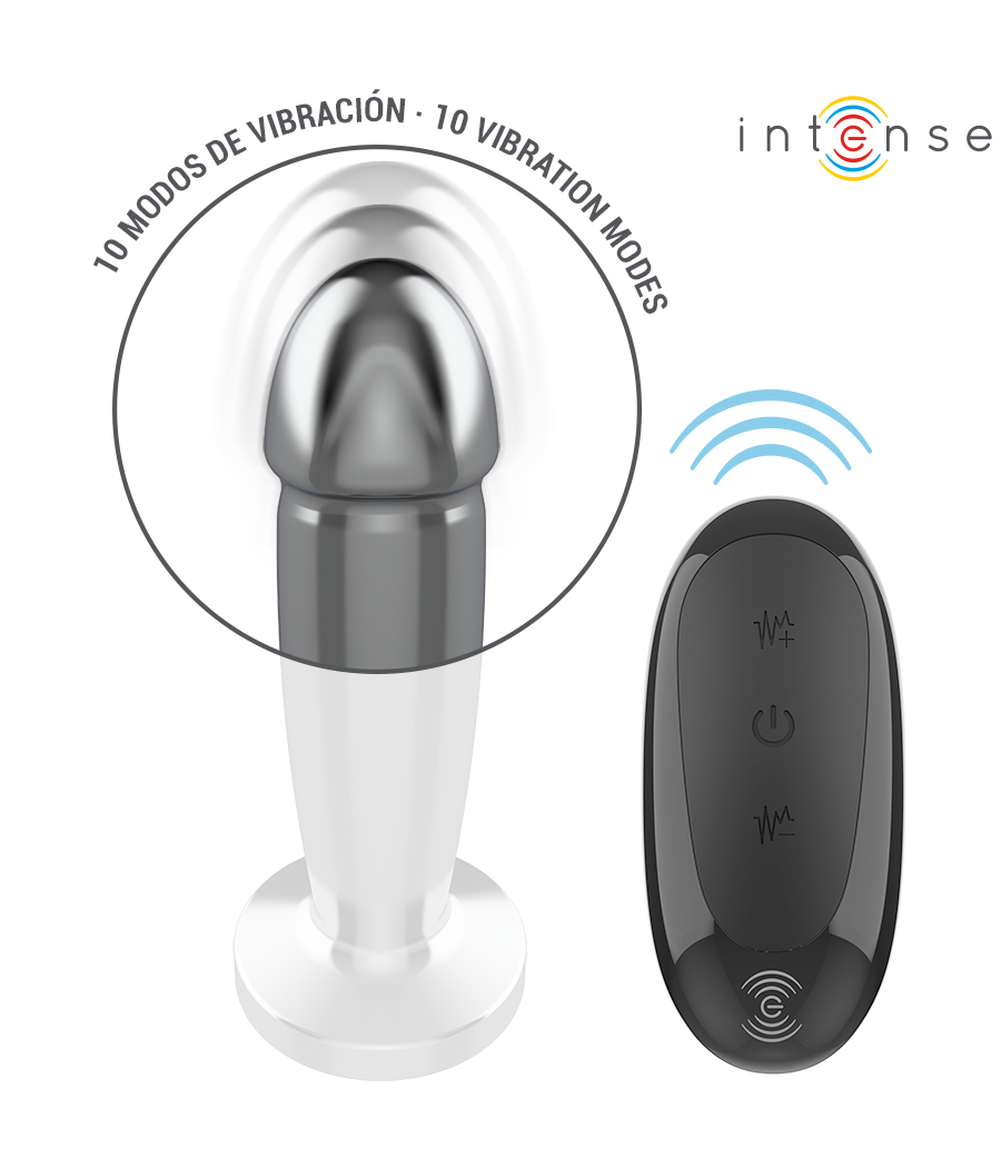 INTENSE - PLUG ANAL 10 VIBRATIONS GODE MÉTALLIQUE AVEC TÉLÉCOMMANDE S