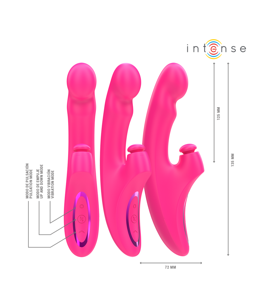 INTENSE - EMI VIBRADOR 13,5 CM MULTIFUNCIÓN 3 EN 1 10 VIBRACIONES ROSA