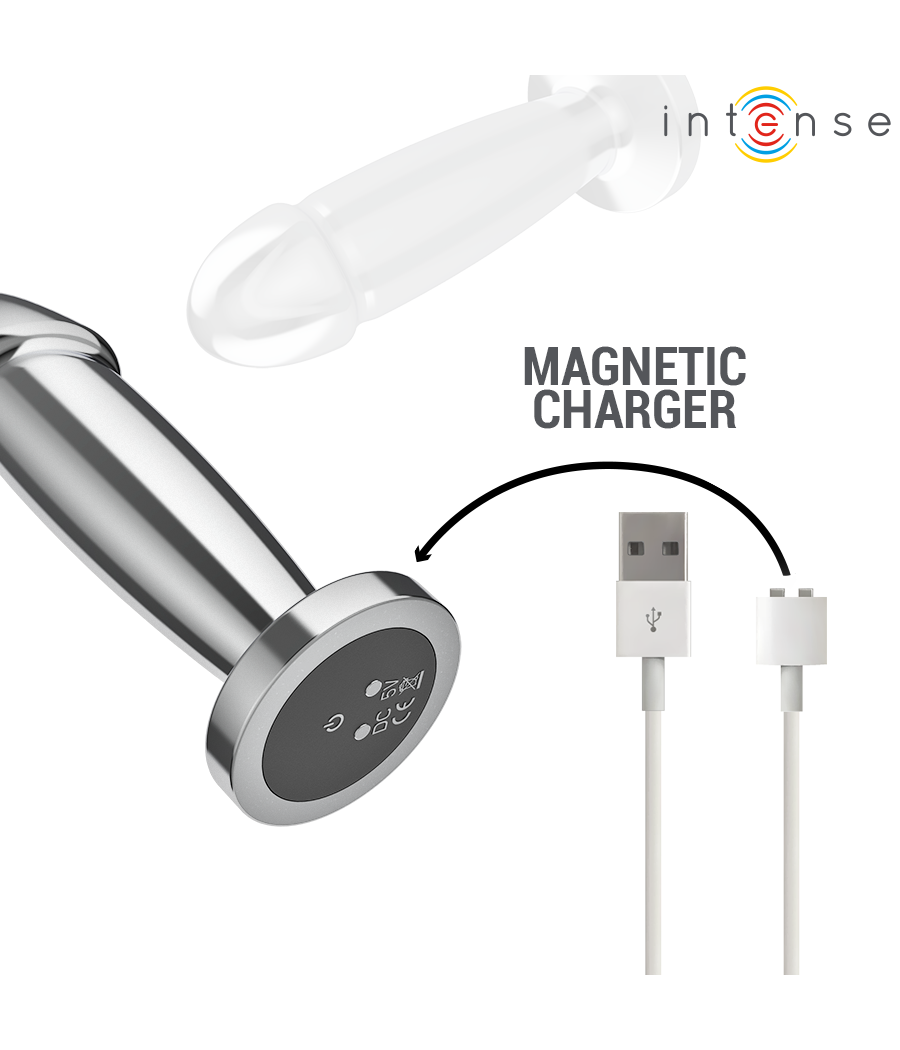 INTENSE - PLUG ANAL 10 VIBRAÇÕES DILDO DE METAL COM CONTROLE REMOTO S